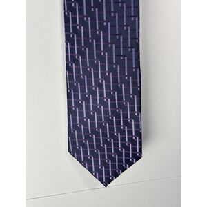 NAUTICA Mens 100% Silk Necktie Purple Geometric Plaid